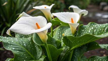 Calla flower with detailed texture of petal.
