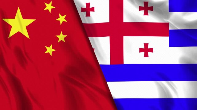 China and Ajaria Flag Animation Seamless Loop. Ultra HD 4k