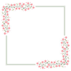 Green And Pink Peach Floral Border Square Frame