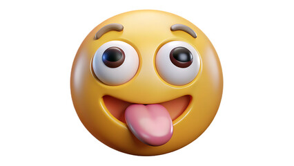 Fototapeta premium Silly goofy emoji sticking out tongue with wide eyes, perfect for fun social media posts