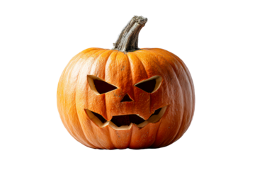 Spooky carved Halloween pumpkin on display