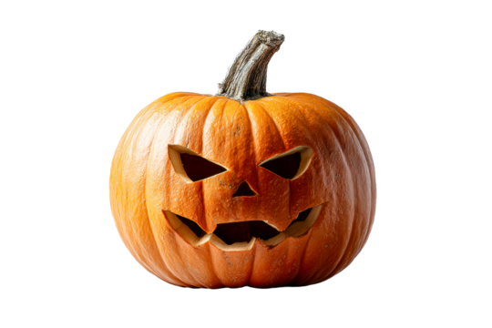 Spooky carved Halloween pumpkin on display