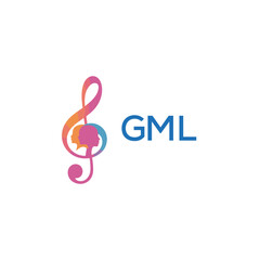 GML music logo, GML treble clef, GML human silhouette, GML colorful design, GML gradient logo, GML modern art, GML abstract logo, GML creative symbol, GML artistic logo, GML music academy, GML vocal s