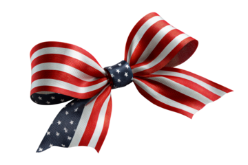 Red and white striped bow in USA colors