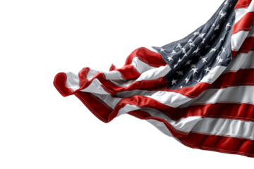 American flag waving in clear background display