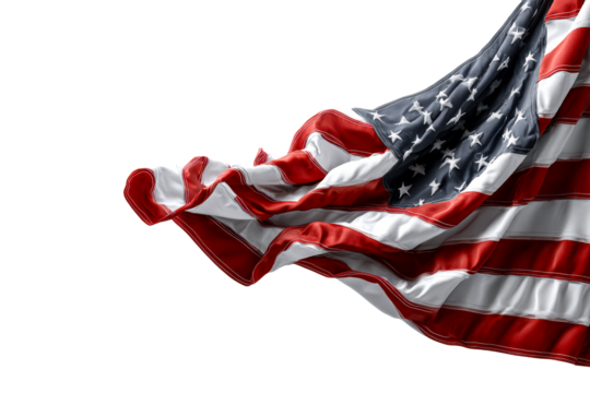 American flag waving in clear background display