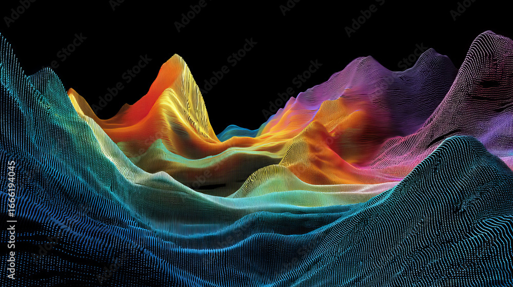 Aufkleber abstract gradient particle waves seamlessly flowing with soft purple light and bokeh. orange and blu