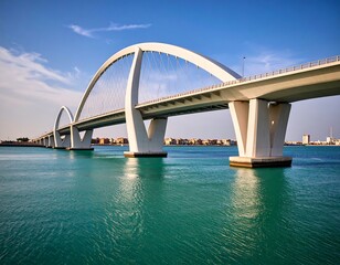 Obraz premium Modern arch bridge spanning a body of water