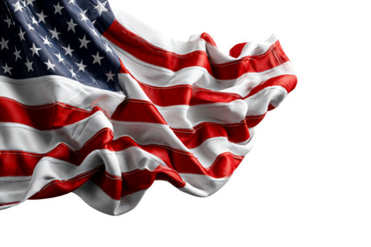 Waving American flag with a transparent background