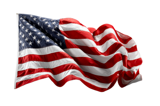 US flag on clear background
