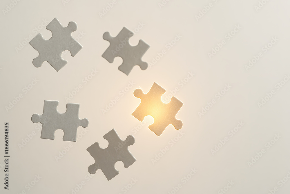 Aufkleber puzzle piece glowing as missing piece highlights problem solving and business solution with connecti