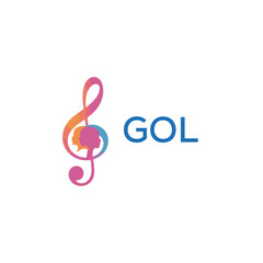 GOL  “Creative music logo with human silhouettes and treble clef in gradient colors, GOL  Later Logo, modern artistic design isolated on white background”
