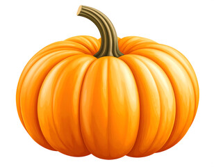  Vibrant orange pumpkin with stem isolated on white background for autumn harvest themes