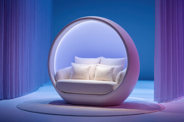 mesmerizing chair designed to immerse users in visual and auditory dreams serving as portal to dream worlds
