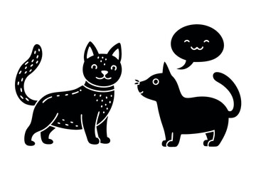 Vector Illustration of two cats talking isolated on white background