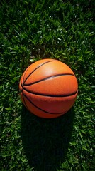 orange and black of basketball on grass