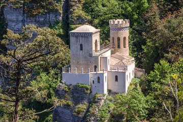 Torretta Pepoli castle in Erice, small town located on a mountain near Trapani city, Sicily Island in Italy © Fotokon