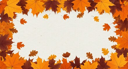 Stunning autumn leaves frame with vibrant colors perfect for Thanksgiving cards and seasonal promotions