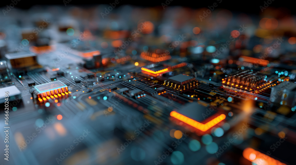 Fototapete circuit programming, big data server and information technology for software coding, digital future 