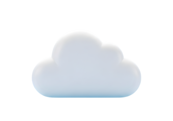 3D cloud icon floating against a transparent background, representing data storage and technology