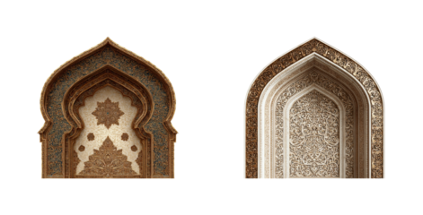 Architectural arches historic site decorative elements, isolated on transparent background, png set