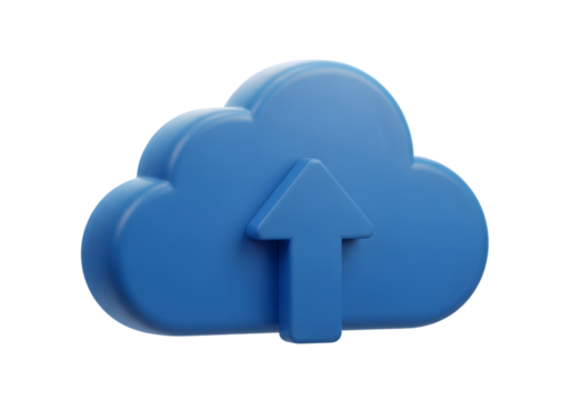 Cloud upload icon with arrow pointing upwards, perfect for technology and data concepts