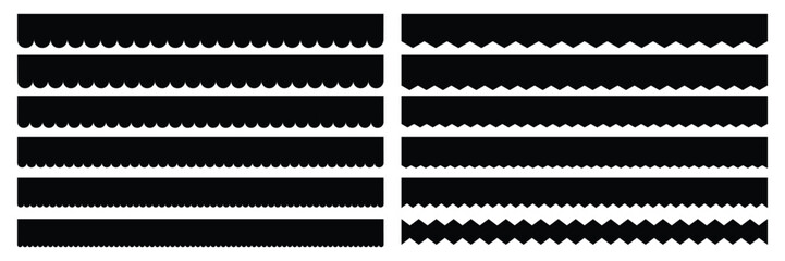 Scalloped and Zigzag Border Designs. Decorative Edge Strips Collection.