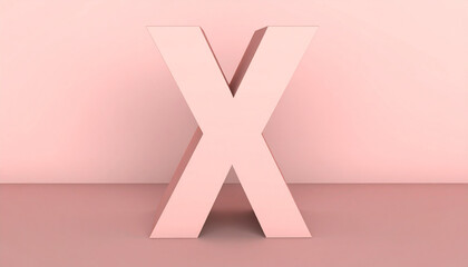 Fototapeta premium 3D Rendered Monogram: A sophisticated three-dimensional letter X is sculpted with soft, even lighting to create a minimalist visual experience. The letter rests on a matching plane.