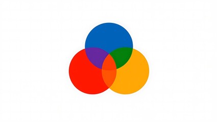 Abstract Colorful Venn Diagram Overlapping Circles on White Background Art