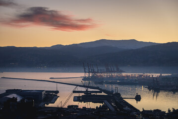 Morning sky over harbour in Beirut, capital city of Lebanon