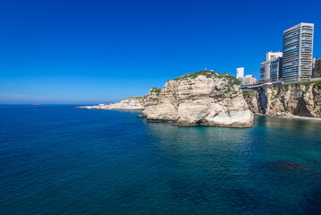 Raouche Rocks also called Pigeon Rock in Beirut, capital city of Lebanon