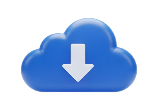 Get your files fast with this modern blue cloud download icon representing data transfer and storage