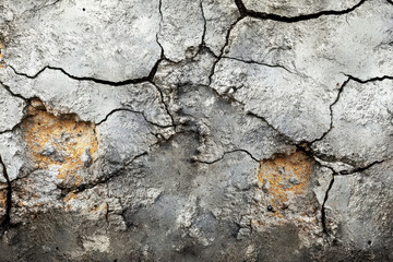 Cracked Concrete with Rust Stains
