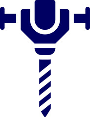 Jackhammer silhouette vector on white. Minimalist jackhammer icon design. Detailed illustration of a standing jackhammer a side view vector graphic of a pneumatic demolition tool