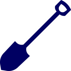 Shovel isolated on white background. high-quality gardening tool with wooden handle  black shovel on white background. Shovel Icon.