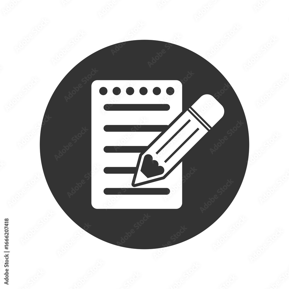 Poster notebook and pencil icon isolated on transparent background