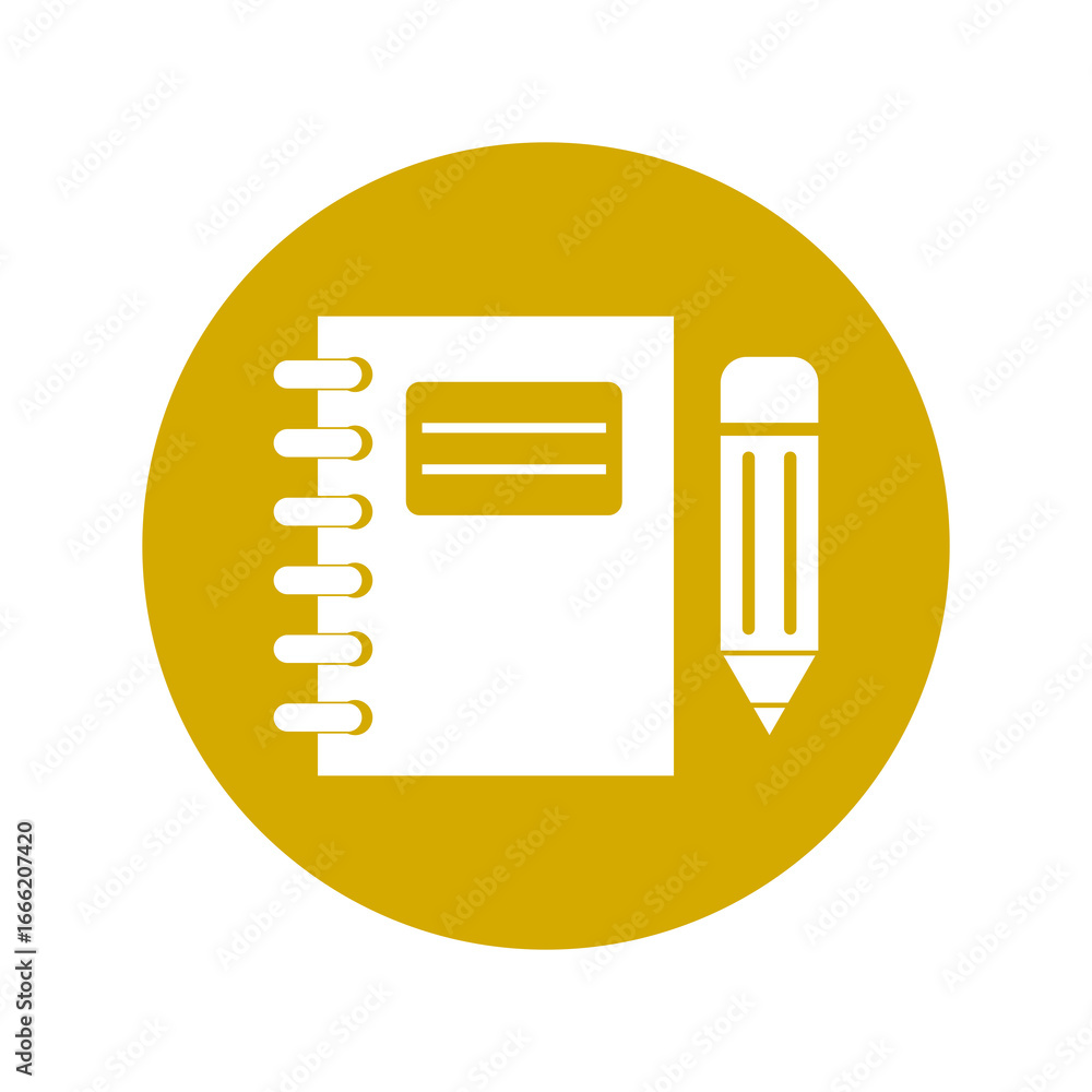 Poster notebook and pencil icon isolated on transparent background