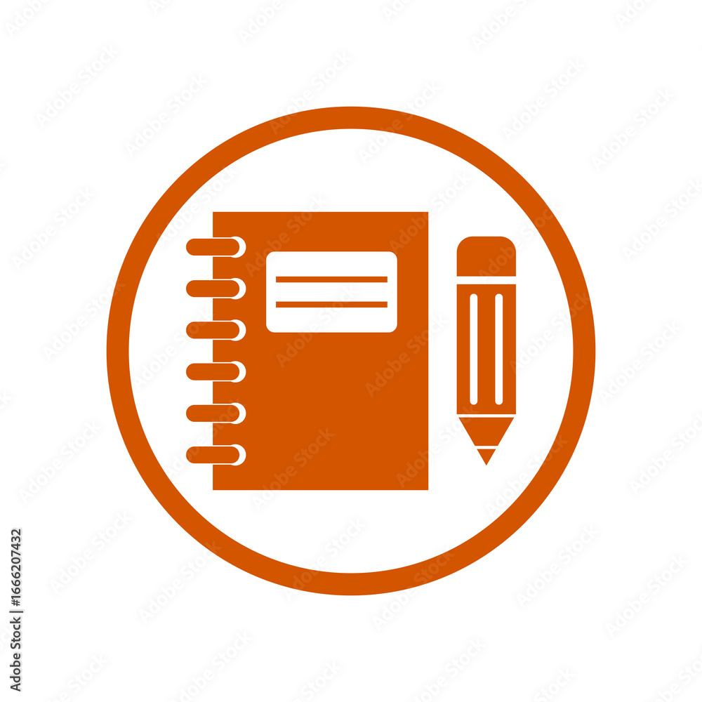 Poster notebook and pencil icon isolated on transparent background