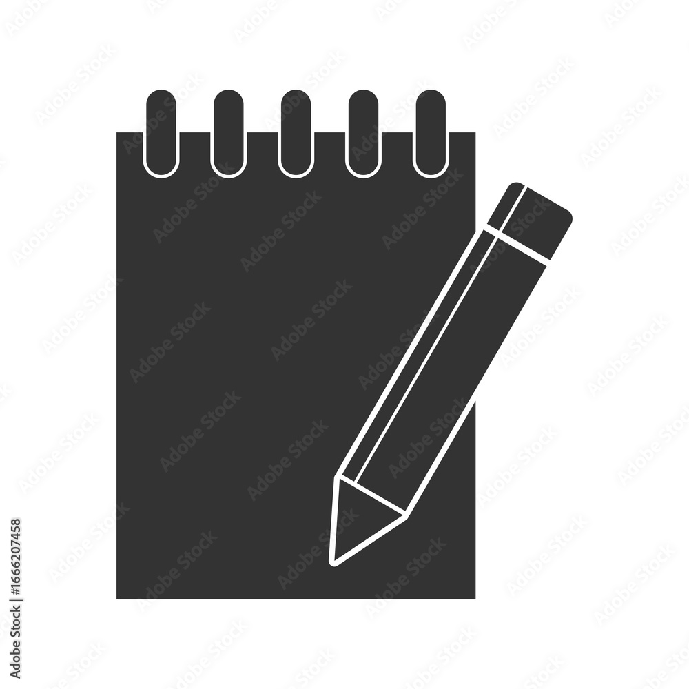 Poster notebook and pencil icon isolated on transparent background