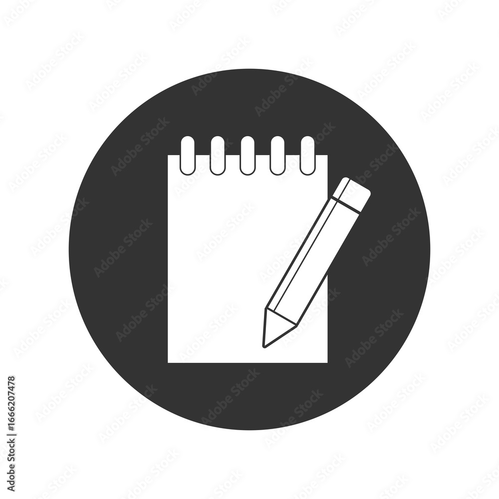 Poster notebook and pencil icon isolated on transparent background