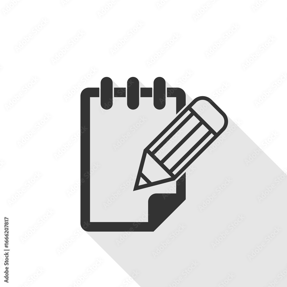 Poster notebook and pencil icon isolated on transparent background