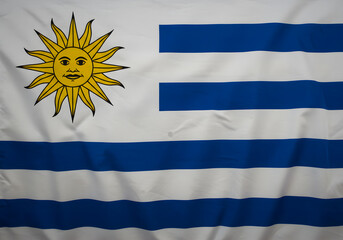 Uruguay Flag National Symbol of Uruguay, South American Country with Sun of May Emblem.