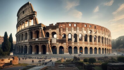 Naklejka premium Ancient Roman Colosseum at Sunrise
