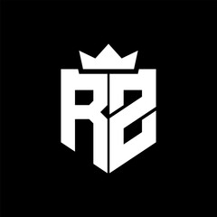 RZ Vector image of a shield with a sharp geometric style and a pointed crown