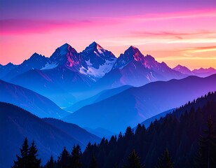 Majestic mountain range at vibrant sunset (1)