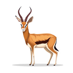 Obraz premium Elegant Gazelle Standing Illustration African Wildlife Antelope with Long Horns Isolated on Background Fauna Mammal Herbivore Species Vector