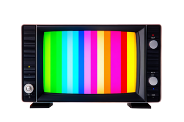 Old-fashioned television collection isolated on transparent background