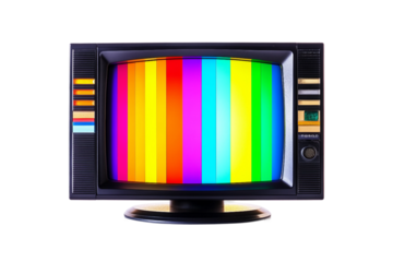 Assorted retro TVs isolated on transparent background