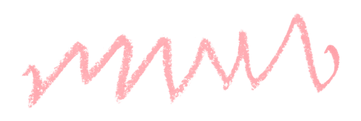 Pink colored pencil drawing isolated on transparent background