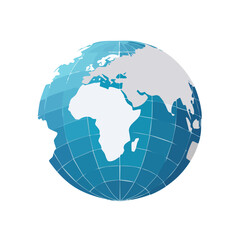 Fototapeta premium Globe illustration featuring continents in blue and white on a dark background